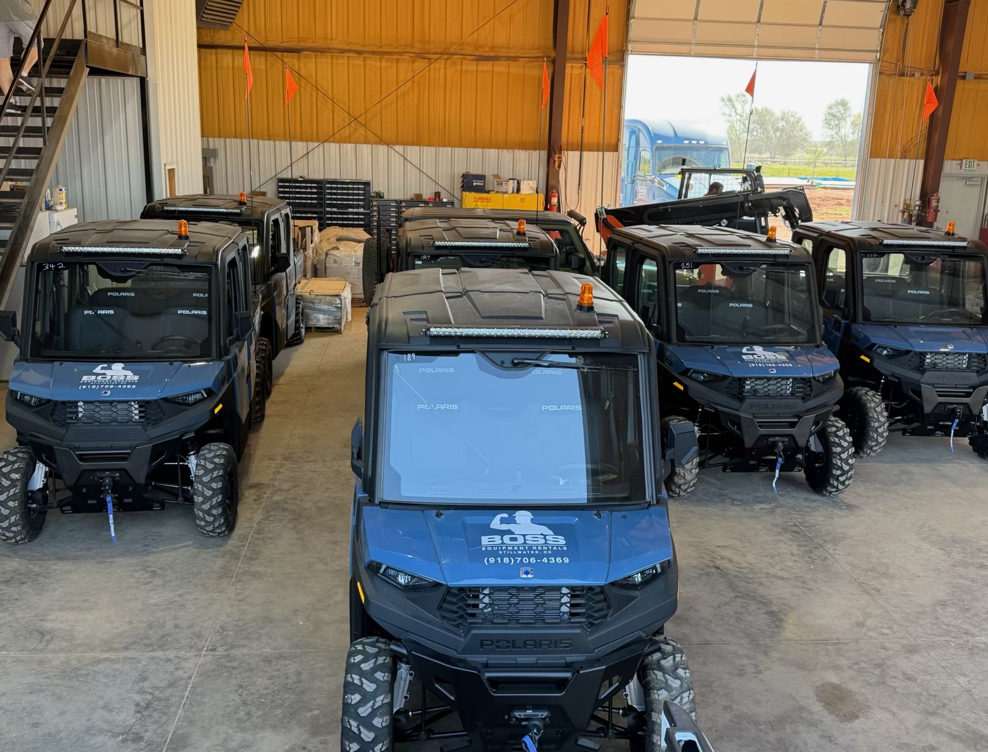 Enclosed Polaris Ranger Crew 570 UTVs for rent from Boss Equipment Rentals, Stillwater OK